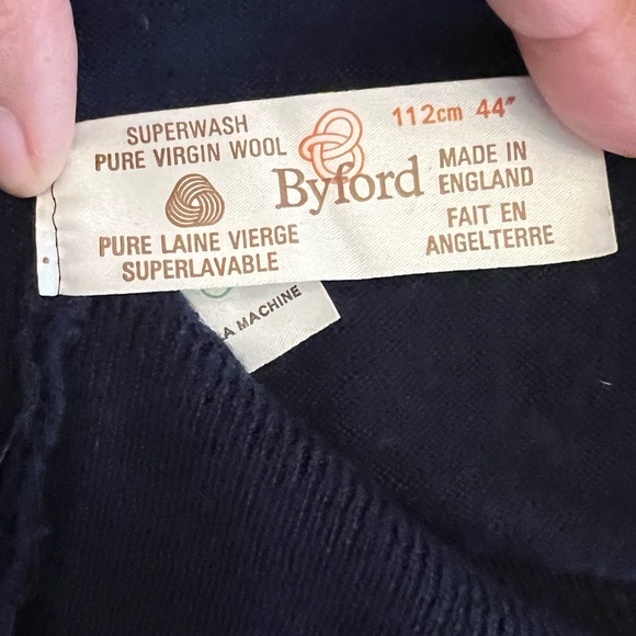 Byford Navy SuperWash Pure Virgin Wool Turtleneck Made in England- Machine Wash - Picture 5 of 5